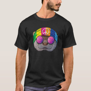 Hippie Otter Love Peace Sign 70s Hippie Mammals T-Shirt