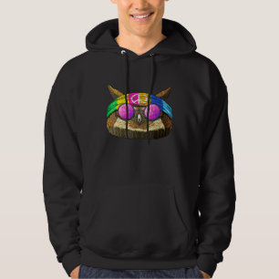 Hippie Owl Love Peace Sign 70s Hippie Bird Of Prey Hoodie