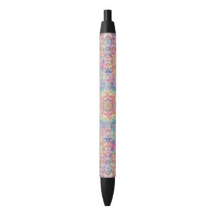 Hippie Pastel Colours Vintage Fractal Kaleidoscope Black Ink Pen