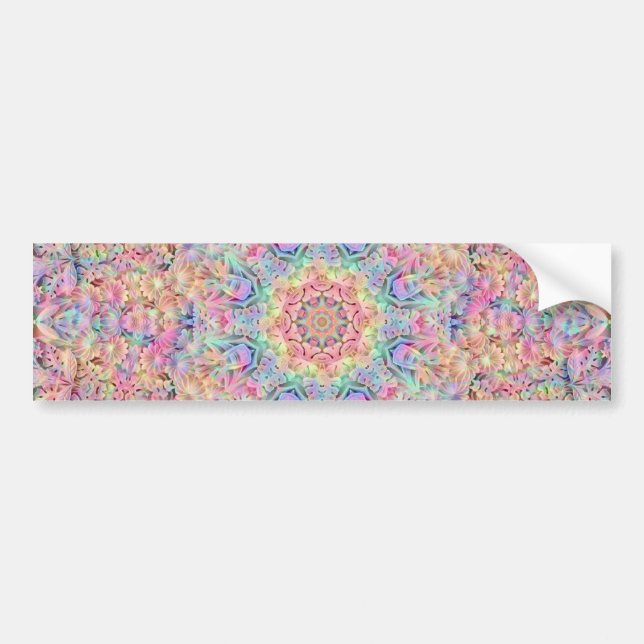 Hippie Pastel Colours Vintage Fractal Kaleidoscope Bumper Sticker (Front)
