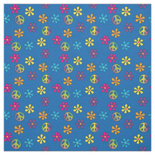 Hippie Peace and Flower Shower Fabric