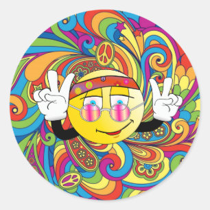 Hippie Peace emjoi Classic Round Sticker
