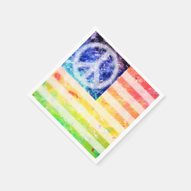 Hippie Peace Freak Flag Napkin (Corner)