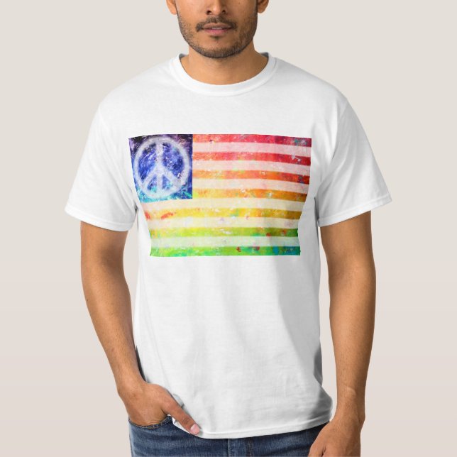Hippie Peace Freak Flag T-Shirt (Front)
