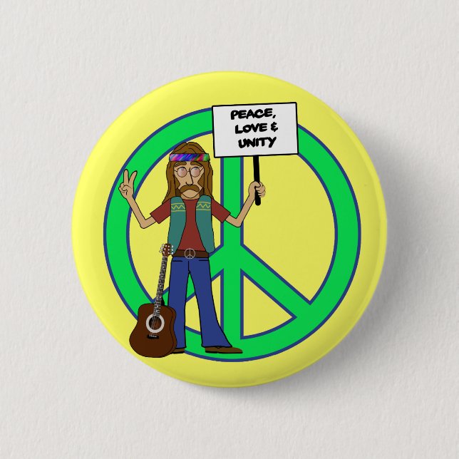 Hippie Peace Love and Unity 6 Cm Round Badge (Front)