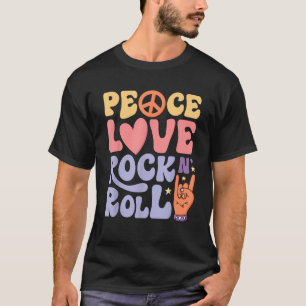 Hippie Peace Love Rock Roll Retro 60s 70s Groovy W T-Shirt