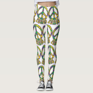 Hippie Peace Sign 60s 70s Leggings