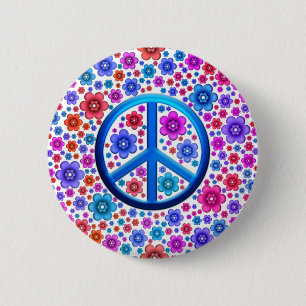 Hippie Peace Sign 6 Cm Round Badge