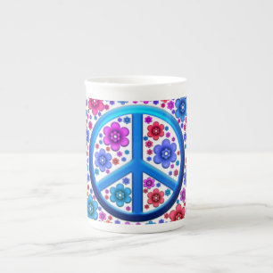 Hippie Peace Sign Bone China Mug
