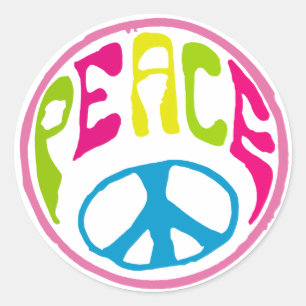 Hippie Peace Sign Classic Round Sticker