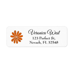 Hippie Peace Sign Flower Orange Distressed Look Return Address Label