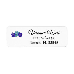Hippie Peace Sign Flower Power Aqua Purple Return Address Label