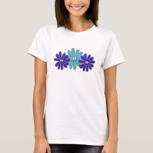Hippie Peace Sign Flower Power Aqua Purple T-Shirt