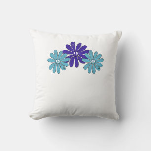 Hippie Peace Sign Flower Power Purple Aqua Cushion