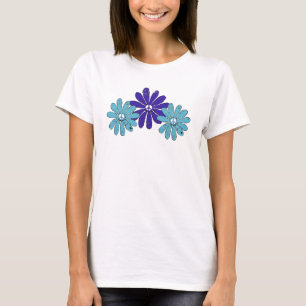 Hippie Peace Sign Flower Power Purple Aqua T-Shirt