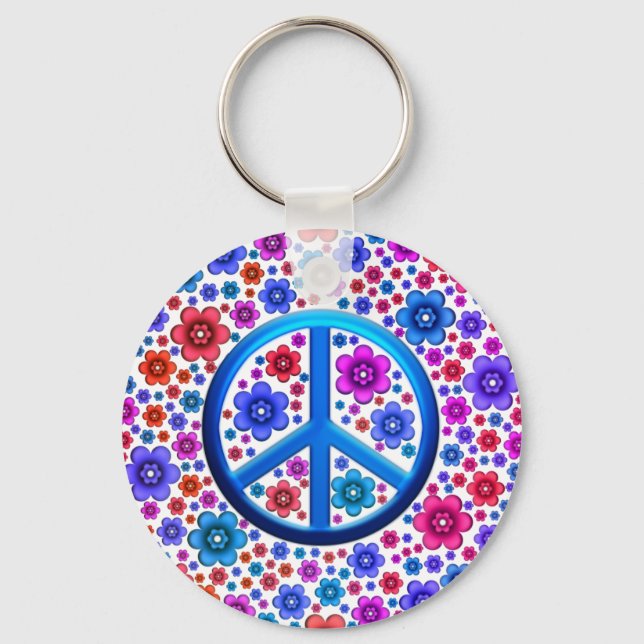 Hippie Peace Sign Key Ring (Front)