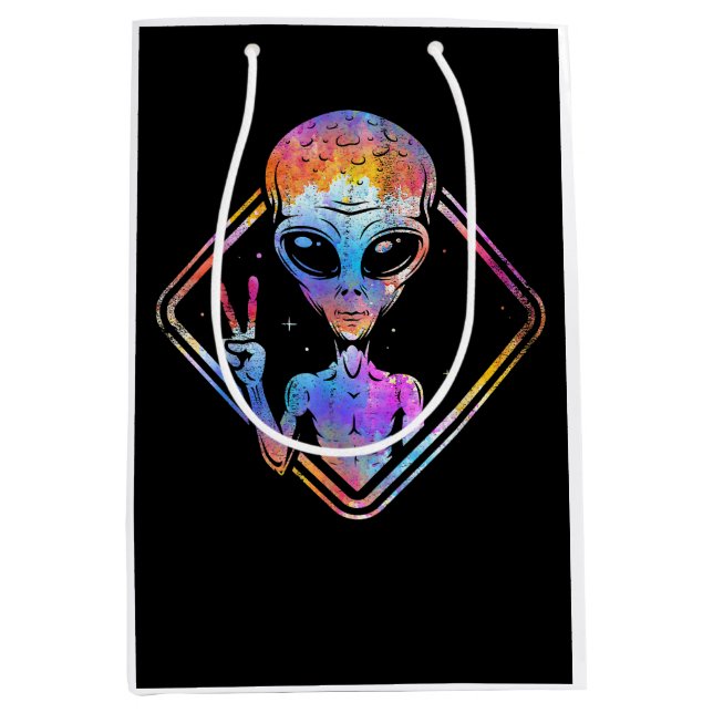 Hippie Peace Sign Outer Space Gift Alien Medium Gift Bag (Front)