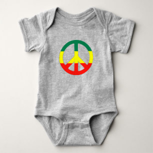 hippie peace sign with reggae flag baby bodysuit