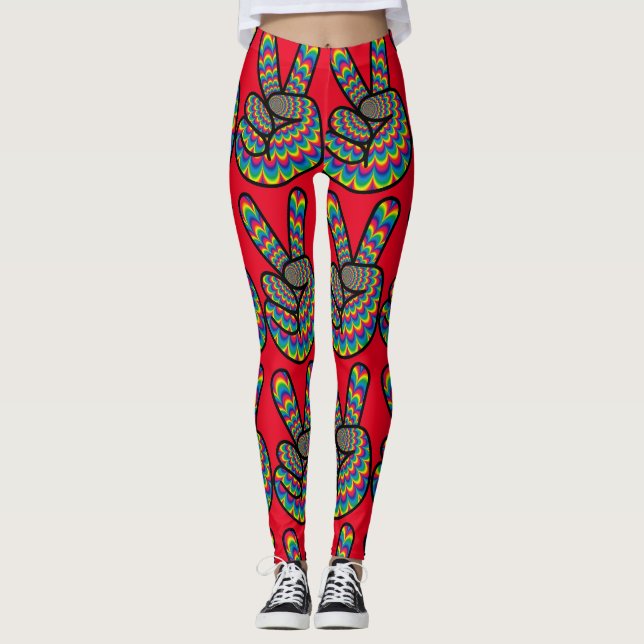 HIPPIE PEACE SIGN YOGA PANTS (Front)