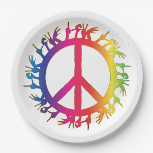 Hippie Peace Symbol Sixties Sign Party Plates (Front)