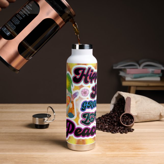 Hippie Peace Tie Dye Gnomes Tumbler Bottle (Coffee)