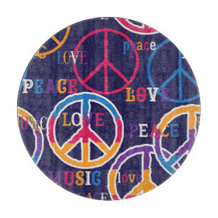 Hippie Peace: Vibrant Symbol Design. Cutting Board