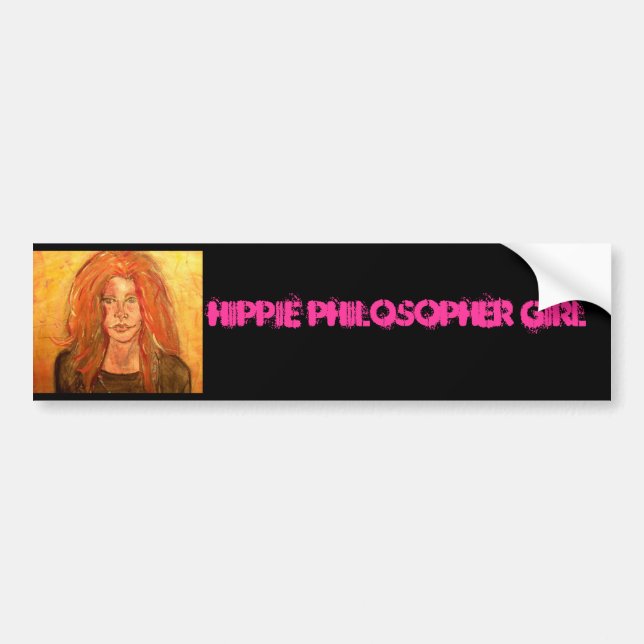Hippie Philosopher Girl Bumper Sticker (Front)
