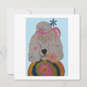 Hippie Poodle Flower Child Invitation