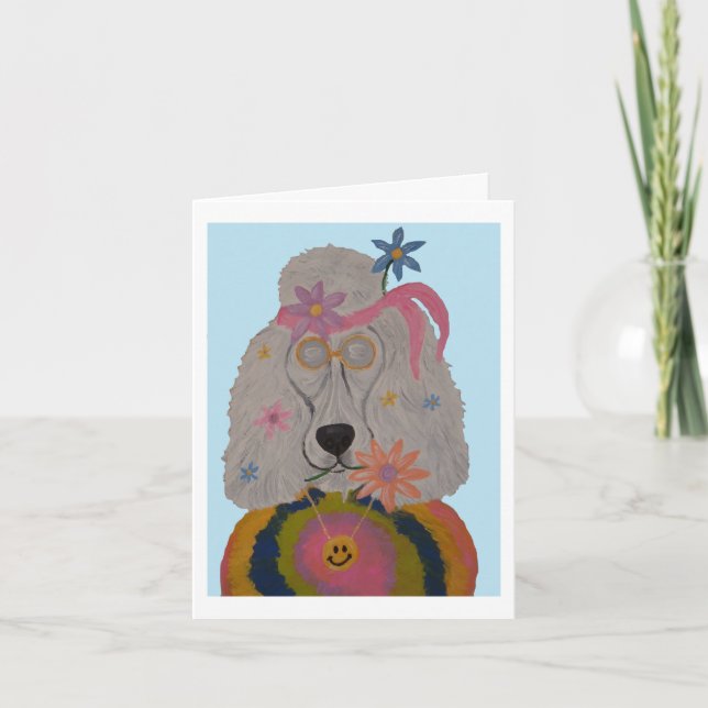 Hippie Poodle Flower Child  Invitation (Front)