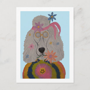 Hippie Poodle Flower Child Invitation Postcard