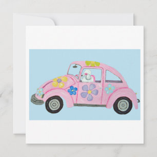 Hippie Poodle in Flower Child Love Car Invitation