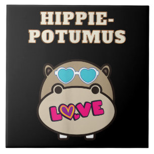 Hippie Potumus Baby Hippopotamus Lover Ceramic Tile