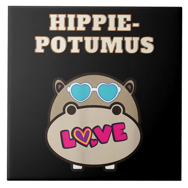 Hippie Potumus Baby Hippopotamus Lover Ceramic Tile (Front)