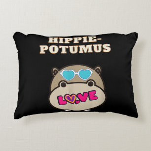 Hippie Potumus Baby Hippopotamus Lover Decorative Cushion