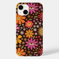 Hippie Psychedelic 70s Groovy Flowers Eye Pattern 