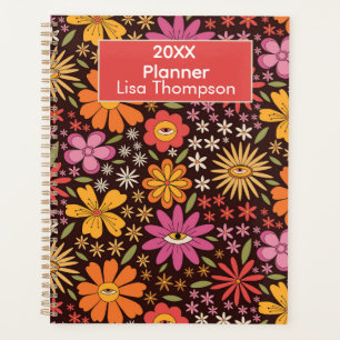 Hippie Psychedelic Groovy Flowers Eye Personalised Planner