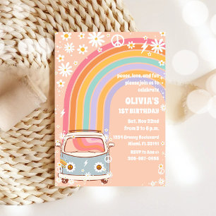 Hippie Rainbow Birthday Invitation