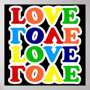 Hippie Rainbow Love Valentines Day Poster