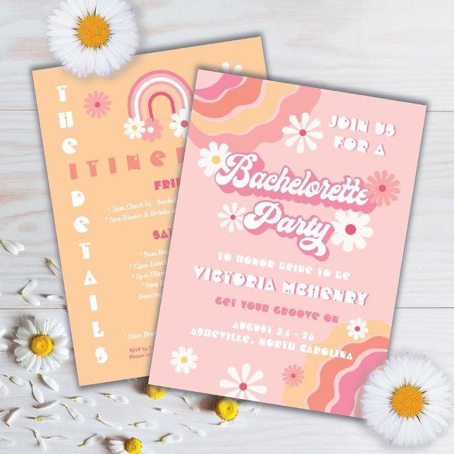 Hippie Retro Bachelorette Party Weekend Invitation (Creator Uploaded)