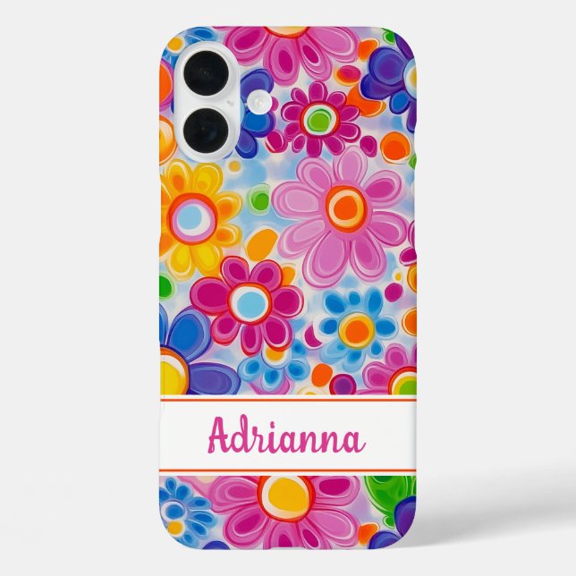 Hippie Retro Groovy Floral Personalised Case-Mate iPhone Case (Back)