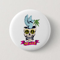 hippie retro peace skull vector art