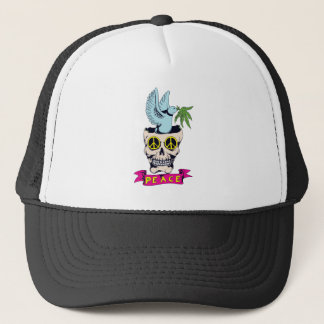 hippie retro peace skull vector art trucker hat