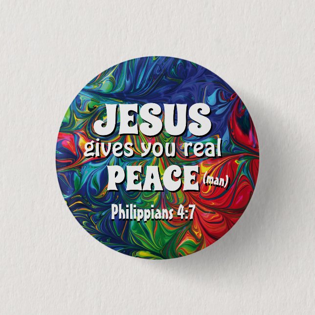 HIPPIE RETRO PSYCHEDELIC Scripture Personalised 3 Cm Round Badge (Front)