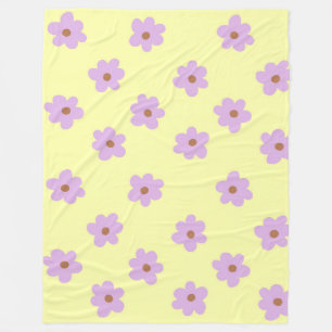 Hippie Retro Purple Yellow Flower Y2K Pattern Fleece Blanket