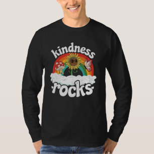 Hippie Retro Teacher Anti Bullying Rainbow Kindnes T-Shirt