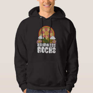 Hippie Retro Teacher Rainbow Kindness Rocks Earth  Hoodie