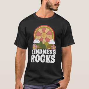 Hippie Retro Teacher Rainbow Kindness Rocks Earth T-Shirt