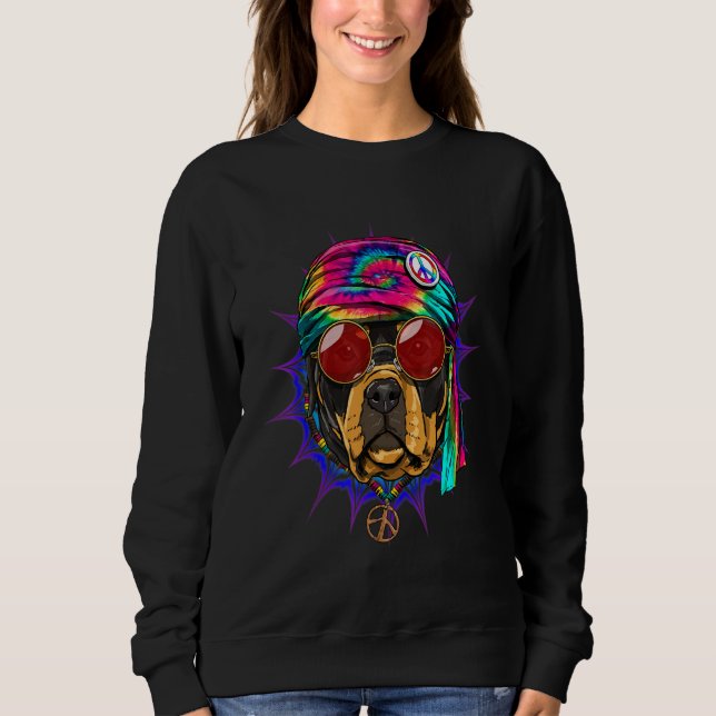 Hippie Rottweiler Tie Dye Peace Sign Psychedelic D Sweatshirt (Front)