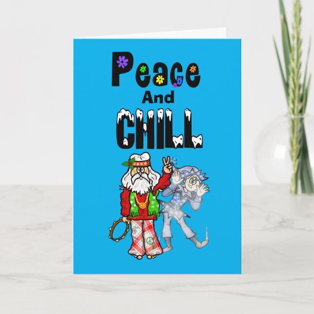 Hippie Santa and Jack Frost Christmas Card (Front)