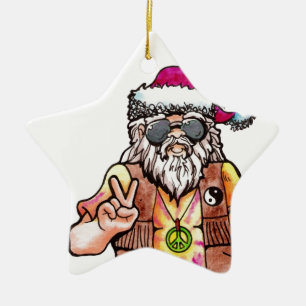 Hippie Santa Ceramic Tree Decoration